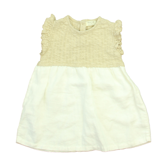 Play Up Girls Taupe | White Dress size: 12 Months - Picture 2 of 2
